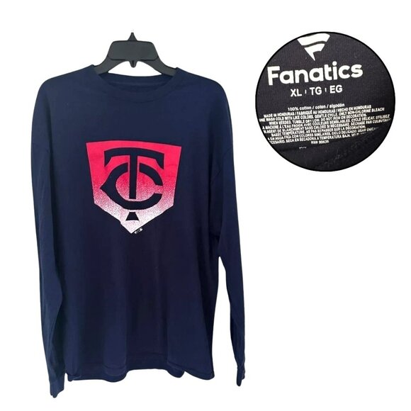 Fanatics Minnesota Twins Men's XL Long Sleeve Navy T-Shirt MLB Baseball Tee - Picture 1 of 5